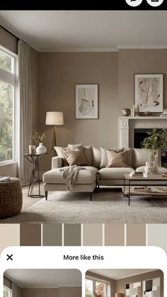 a living room with beige walls and furniture in the color taupe, which is very neutral