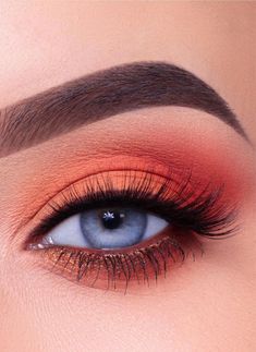 Coral Eye Makeup, Marriage Makeup, Coral Eyeshadow, Coral Makeup, Makeup Ojos, Eye Makeup Images, Pretty Eye Makeup, Eyeshadow For Blue Eyes, Makeup For Blue Eyes