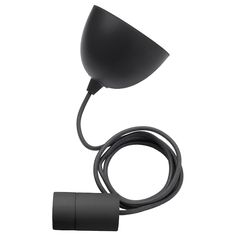 a black lamp with a cord attached to it