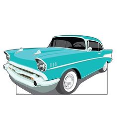 an old blue car is shown on a white background