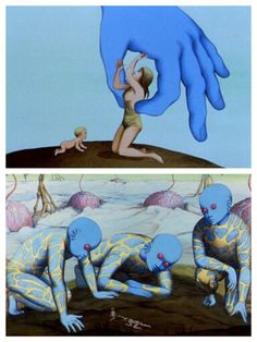 Fantastic Planet 70s Sci Fi, Planet Movie, Blue Alien, 70s Sci Fi Art, Baby Blues, Pastel Pink Aesthetic, Blog Inspiration