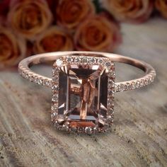 Morganite Diamond Engagement Ring, Engagement Ring Mountings, Pink Emerald, Moissanite Engagement Ring Halo, Morganite Diamond, Ringe Gold, Pink Morganite, Halo Diamond Engagement Ring, Peach Pink