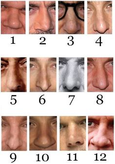 an image of many different facial expressions on the same person's face and nose