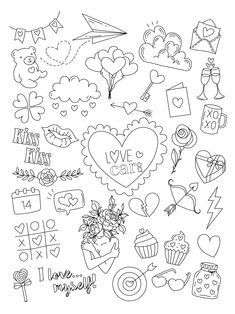 valentine's day coloring pages with hearts, flowers and other things to color on