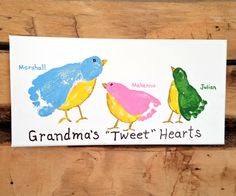 an image of two birds that are on a postcard for grandma's tweet hearts