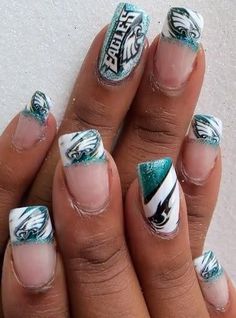 Philadelphia Eagles Nails Designs, Eagles Tattoo, Nfl Nails