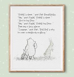 a drawing of winnie the pooh and peter rabbit with an i love you poem