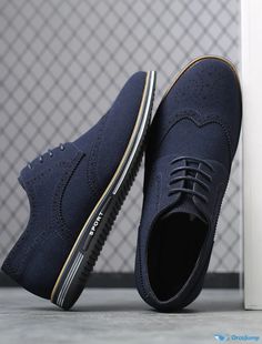 OrcaJump - Mens Brogue Wingtip Casual Suede Shoes - Brown, Blue, Black - Spring, Fall, Winter Blue Low-top Dress Shoes For Business, Casual Blue Wingtip Oxfords, Casual Blue Plain Toe Oxfords, Blue Brogue Lace-up Dress Shoes, Casual Blue Low-top Dress Shoes, Blue Casual Low-top Dress Shoes, Blue Lace-up Dress Shoes With Brogue Detailing, Casual Blue Oxfords With Round Toe, Casual Blue Brogue Oxfords