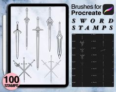 3 procreate sword stamps - Free Brushes for Procreate . Free Brushes For Procreate, Tattoo Space, Brush Tattoo, Free Brushes, Procreate Stamps, Brushes For Procreate, Free Brush, Procreate Brushes, Apple Pencil Tattoo Stamps Procreate, Free Procreate Stamps, Free Brushes For Procreate, Illustrations Procreate, Tattoo Space, Tattoo Free, Free Procreate Brushes