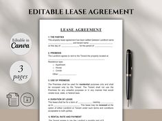 Three Pages Simple Lease Agreement Editable Room Rental Agreement Form Contract Template Landlord Room Lease Contract Residential Agreement provides a comprehensive and customizable solution for landlords and tenants. This detailed contract template ensures clarity and protection for both parties in a residential room lease agreement. 🌟WHAT YOU'LL GET: A PDF containing the Canva template links with the Instructions for use Size A4 & US Letter ---------------------------------------------------- Simple Rental Lease Agreement Free Printable, Rental Agreement Form, Room Rental Agreement, Fake Ft Call, Contract Agreement, Lease Agreement, House Rules, Contract Template, Being A Landlord