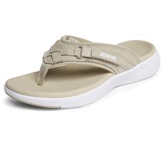 Elevate your summer pedicure with the subtle platform-stacked design of this cushioned sandal that ensures comfortable strolling down the boardwalk. From Dream Pairs. Summer Sport Sandals With Arch Support And Toe Post, Summer Toe Post Sport Sandals With Arch Support, Summer Beige Sport Sandals With Arch Support, Beige Sport Sandals With Arch Support For Summer, Adjustable Gel Cushioning Sandals For Summer, Adjustable Sandals With Gel Cushioning For Summer, White Sandals With Gel Cushioning For Summer, Summer White Sandals With Gel Cushioning, Summer Sport Sandals With Gel Cushioning