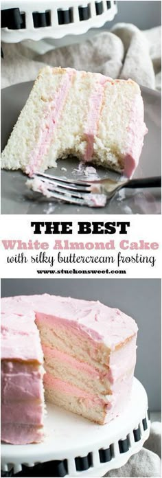 the best pink cake with fluffy buttercream frosting