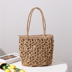 Material:+Straw<BR/> Bag+Size:+28*25*10CM Weaving Bag, Shoping Bag, Straw Handbags, Handbag Pattern, Rattan Bag, Crochet Bags Purses, Straw Bags, Crochet Patterns For Beginners, Crochet Purses