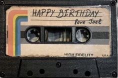 an old fashioned cassette tape with the words happy birthday on it