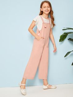 Girls Jumpsuits | Girls Jumpsuits Online | SHEIN Wide Leg Overalls, Girls Jumpsuit, Jumpsuit For Kids, Girls Jumpers, Jumpsuit Online