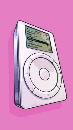 an illustration of a white mp3 player on a pink background