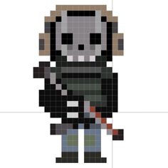 #cod #ghost #pixelart #pattern Pixel Art Video Game Characters, Call Of Duty Crafts, Cod Perler Beads, Call Of Duty Perler Beads, Ghost Call Of Duty Art, Scene Pixel Art, Pixel Art Game Character, Pixel Art Ghost, Pixel Y2k