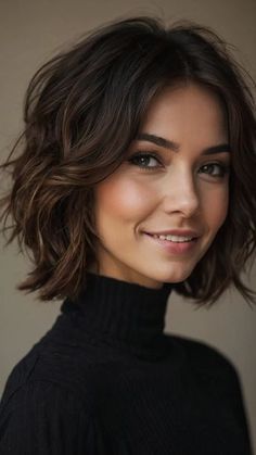 Dark Brown Textured Bob, Holiday Short Hairstyles, Hairstyles 2025 Trends Women, Bob Hairstyles Curtain Bangs, Indian Short Haircut, Face Framing Lob, Chocolate Brown Bob Haircut, Fat Face Short Hair, Brown Bob Haircut