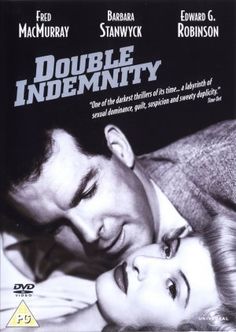 the movie double indemntity is shown in black and white, with an image of two people