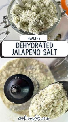 the ingredients for dehydrated jalapeno salt in a food processor