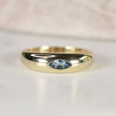 Dome Ring 14k Gold, Marquise Cut London Blue Topaz Ring, Gemstone Dome Ring, Gems Statement Ring, December Birthstone Chunky Ring - Etsy