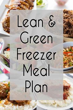 the meal is prepared and ready to be eaten with text overlay that reads lean & green freeze meal plan