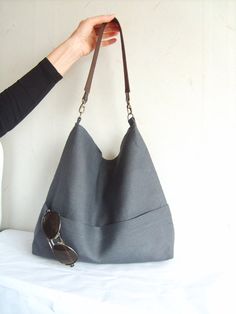 Linen tote bag Hobo tote bag Graffiti grey bag with by allbyFEDI, $40.00 Cannoli Dip, Linen Tote Bag, Hobo Tote Bag, Bag Pocket, Simple Tote, Casual Tote Bag, Grey Tote, Grey Bag, Hobo Shoulder Bag