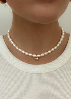 Natural (real) pearl necklace with gold plated mini heart. Extender to wear as a choker or regular necklace Regular Necklace, Pearl Necklace With Gold, Real Pearl Necklace, Real Pearls, Mini Heart, Heart Necklace, Choker, Pearl Necklace, Gold Plate