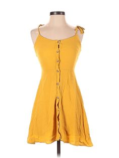 New Look Casual Dress Size: 0 Yellow Dresses - used. No Fabric Content, Square, Solid, Short, Sleeveless | New Look Casual Dress: Yellow Solid Dresses - Used - Size 0 Yellow Casual Dress, Yellow Dresses, Dress Yellow, Solid Dress, Look Casual, Yellow Dress, Women's Dresses, Casual Dresses For Women, Dresses For Sale