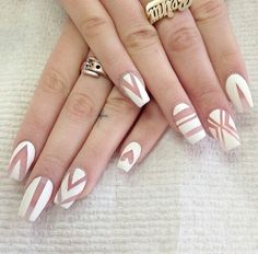 Transparent white matte nails Nail Art Blanc, White Coffin Nails, Negative Space Nails, Space Nails, White Nail Art, Striped Nails, Coffin Nails Designs, Creative Nails, Gorgeous Nails