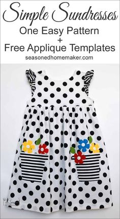 the simple sundress sewing pattern is easy to sew, and includes free applique templates