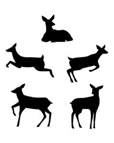 the silhouettes of deer are shown in black and white