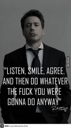 a man in a suit and tie with a quote on it