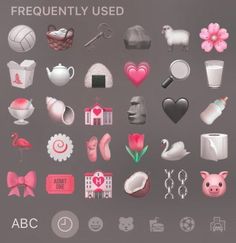 a bunch of different items that are in the shape of hearts and flowers on a gray background