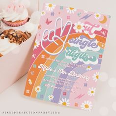 a pink box filled with lots of cupcakes next to a card that says it's my single birthday