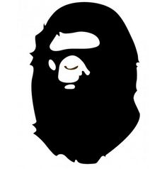 a black and white silhouette of a man with a gorilla face on it's head