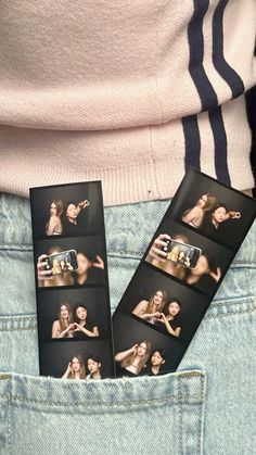 two photos in the back pocket of someone's jeans with their pictures on them