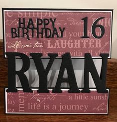 a birthday card with the word ryan on it