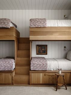 the bunk beds are made up and ready to be used as children's rooms