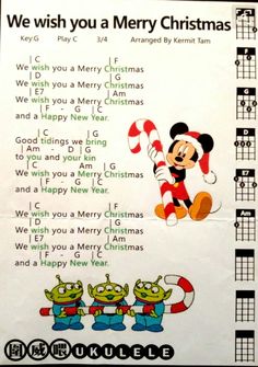 a christmas song with mickey mouse and other cartoon characters in the background, which is written on