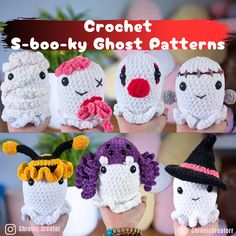 crochet s - booky ghost patterns are featured in this image with text overlay