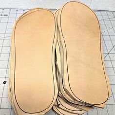 "PRE-CUT LEATHER SOLES - These leather soles are cut from the same Vegetable Tanned cowhides that I use to cut the panels that are offered in the shop. They are very firm and their thickness range is from 5mm to 6.5mm. - USES: They can be used for sandals, casual shoes or any shoe repair or shoe making project - SIZES: Large: 12.5\" Long (Men's shoes sizes from 9.5 to 13) Medium: 11\" Long (Women's shoes sizes from 6 to 9.5) Note: Please measure the length of your sole project and compare to the Leather Sandals With Soft Sole And Round Toe, Natural Vegetable-tanned Round Toe Sandals, Natural Vegetable-tanned Sandals With Round Toe, Leather Slip-on Sandals With Soft Sole, Natural Color Vegetable-tanned Sandals With Round Toe, Leather Slip-on Shoes With Stitched Sole, Leather Lace-up Shoes With Stitched Sole, Comfortable Lace-up Leather Shoes With Stitched Sole, Slip-on Synthetic Leather Shoes With Textured Sole