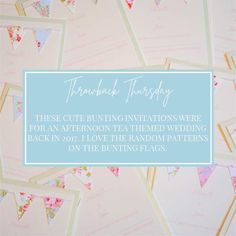 there is a blue frame on top of many pink and white paper pieces with the words thank