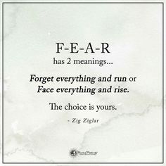 a white and black photo with the words f - ear on it's side