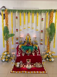 Simple Decoration For Pooja At Home, Home Pooja Decoration, Varamahalaxmi Pooja Decoration, Sundarkand Decoration, Mahalakshmi Decoration At Home, Laxmi Pooja Decoration At Home