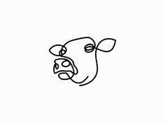 a black and white drawing of a cow's face