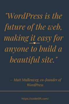 the words wordpress is the future of the web making it easy for anyone to build a beautiful site