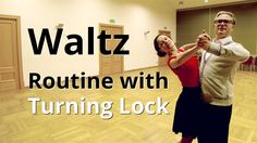 a man and woman dance together in an empty room with the words, routine with turning lock