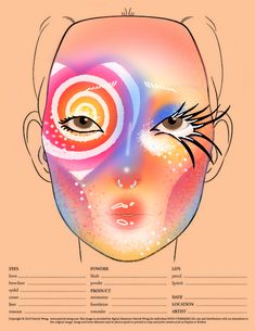 Wierd Make Up, Makeup Outline, Crazy Makeup Ideas, Weirdcore Makeup, Quirky Makeup, Big Makeup, Artsy Makeup, Makeup Face Charts, Alt Makeup