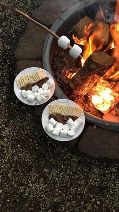 marshmallows are being cooked over an open fire